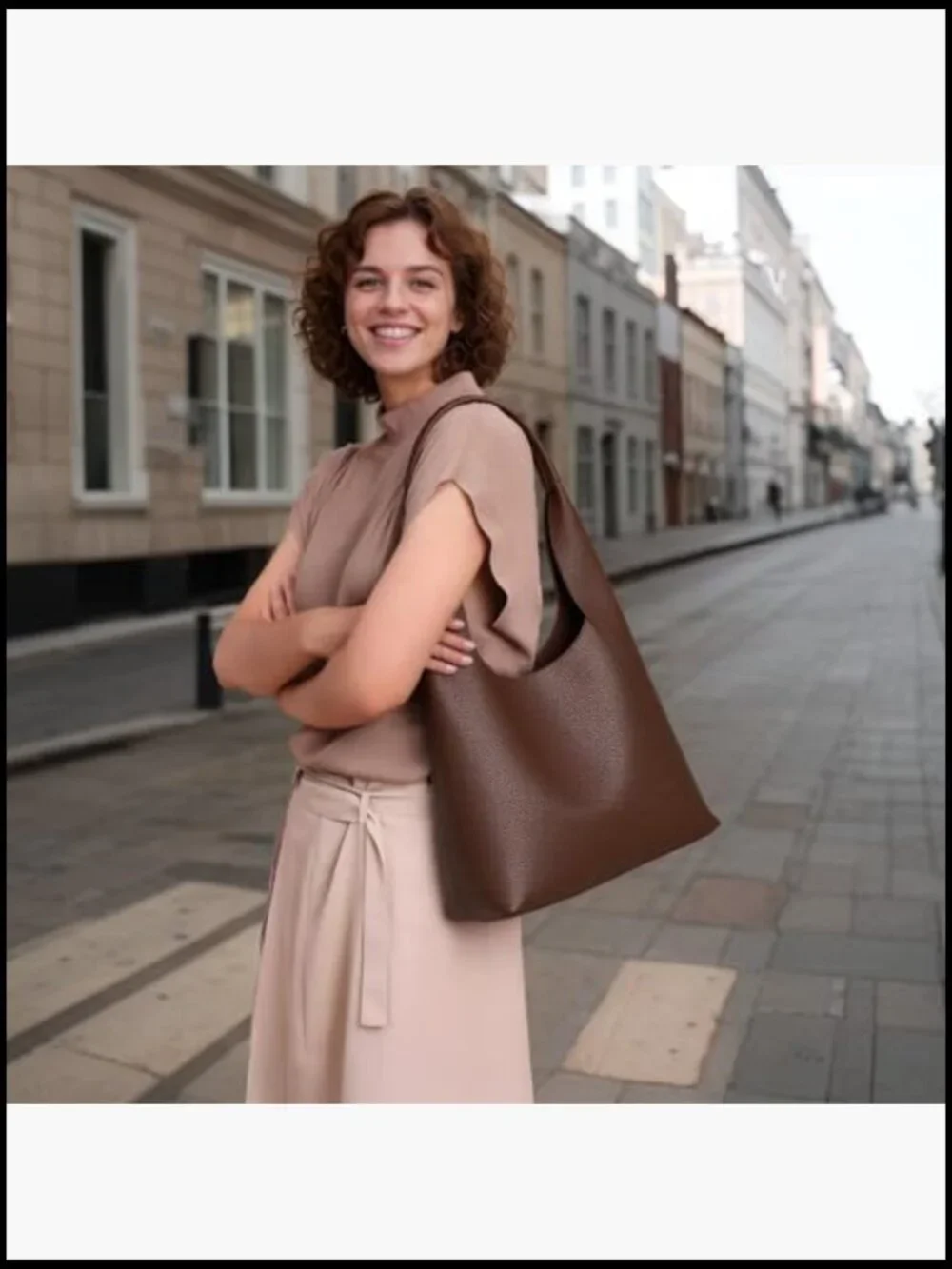 Slouchy Hobo Bag Soft Vegan Leather Large Tote Shoulder Purse Set of 2